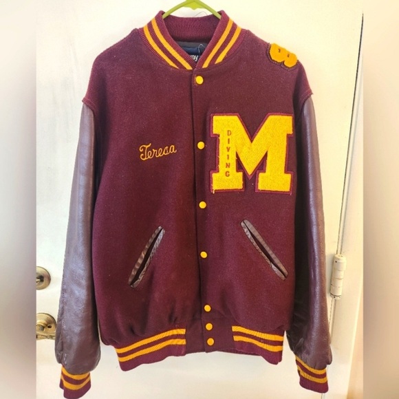 Vintage Maroon and Yellow  High School Varsity Jacket, 1999 - Picture 5 of 5